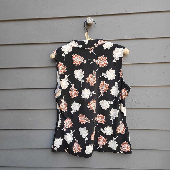 Calvin Klein Sleeveless Black Red White Floral Top size Medium - Picture 5 of 12